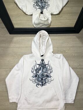 Y2K 2000s Top Heavy Flamed Dragon Sword Hoodie